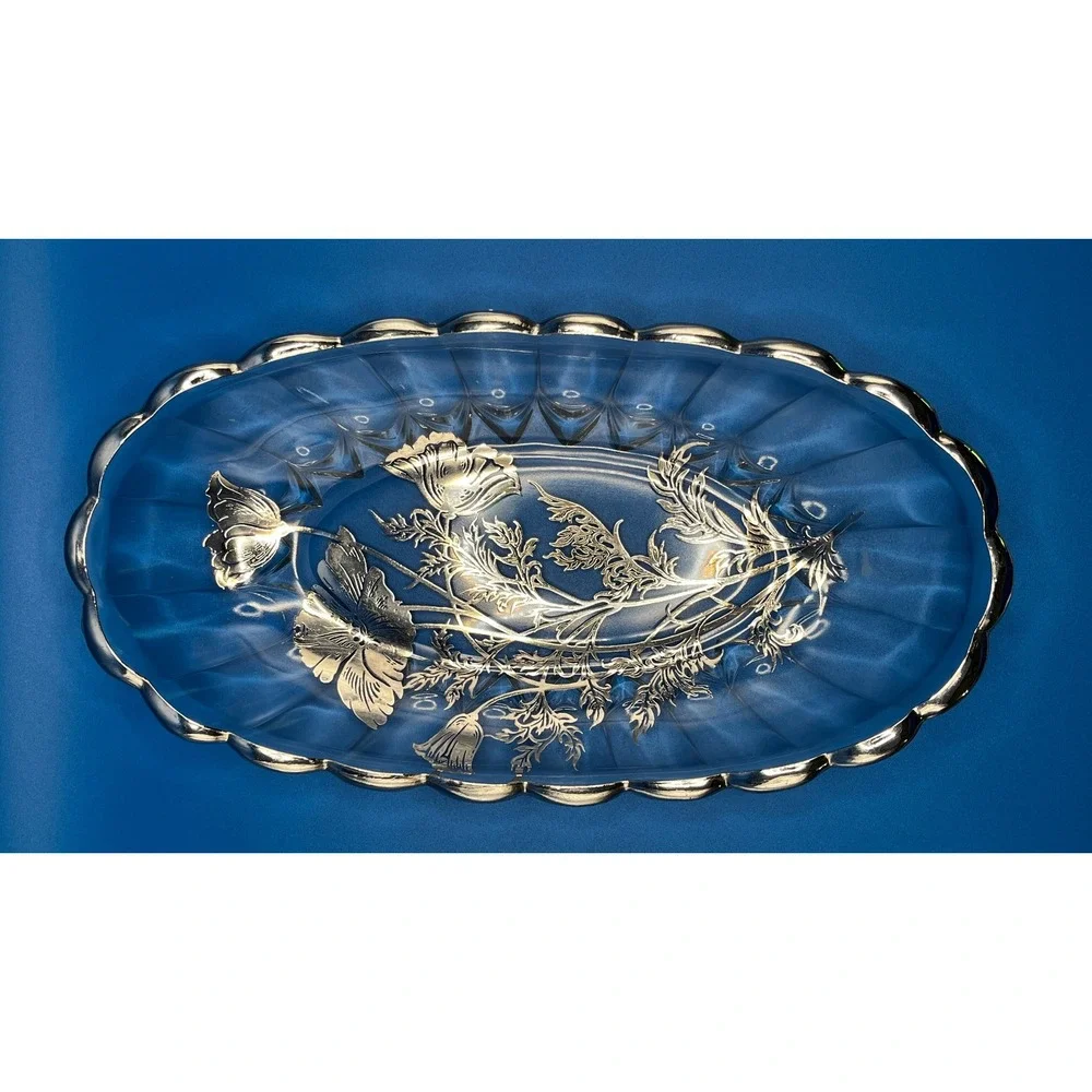 Silver City‎ Flanders Clear Celery Dish Silver Plated Inlay 10.5